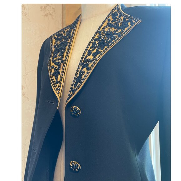 Albert Nipon Evening Jacket Black and Gold - Picture 7 of 12